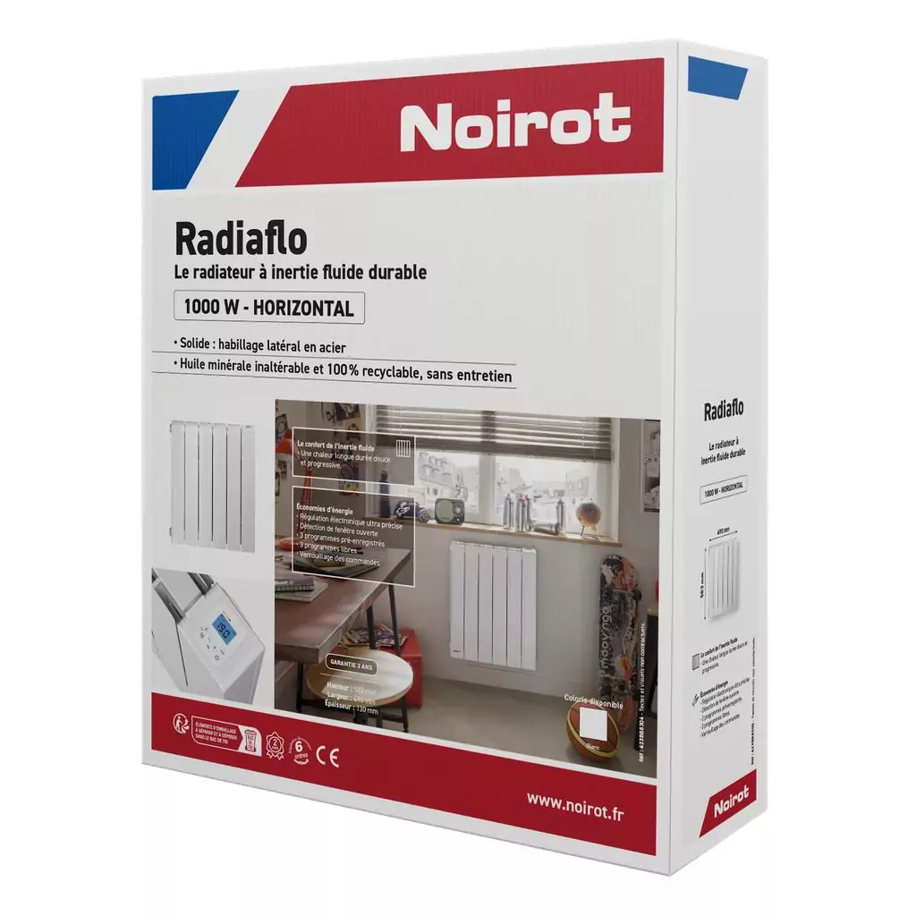 Radiateur à inertie fluide Radiaflo 1000 W blanc horizontal NOIROT